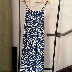 Caroline Constas Navy and Cream Patterned Dress